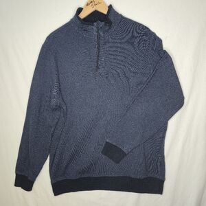 Haggar Men's Mock Neck Half Zip Front Cuffed Long Sleeve Shirt Size Large